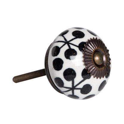 Set of Twelve Black White And Copper Ceramic Geometric Drawer Pull Knobs