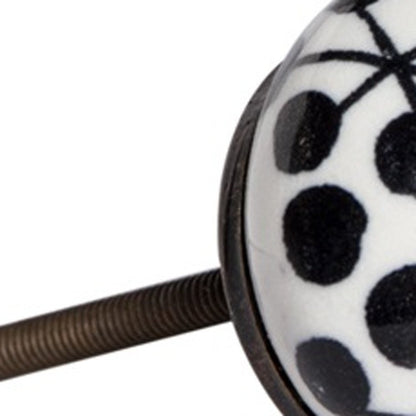 Set of Twelve Black White And Copper Ceramic Geometric Drawer Pull Knobs