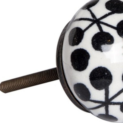 Set of Twelve Black White And Copper Ceramic Geometric Drawer Pull Knobs