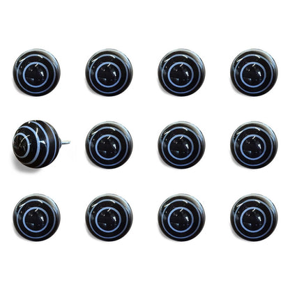 1.5" X 1.5" X 1.5" Black And Light Blue Knobs 12 Pack