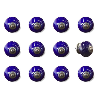 Set of Twelve Navy Blue Ceramic Drawer Pull Knobs