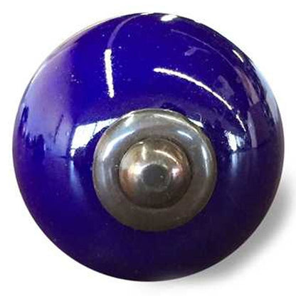Set of Twelve Navy Blue Ceramic Drawer Pull Knobs
