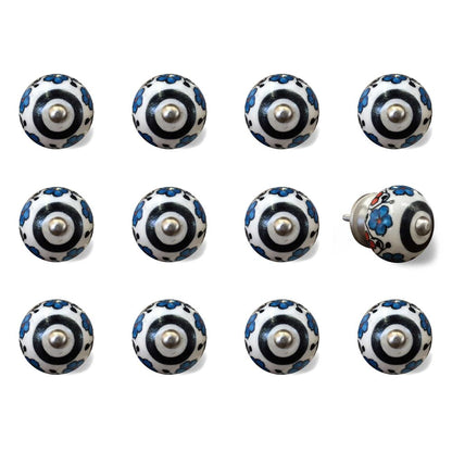 1.5" X 1.5" X 1.5" White Black And Navy  Knobs 12 Pack