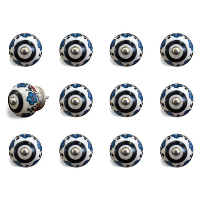 1.5" X 1.5" X 1.5" White Black And Navy  Knobs 12 Pack