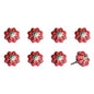 Set of Eight Red Pink And Green Floral Ceramic Drawer Pull Knobs