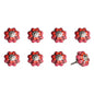 Set of Eight Red Pink And Green Floral Ceramic Drawer Pull Knobs
