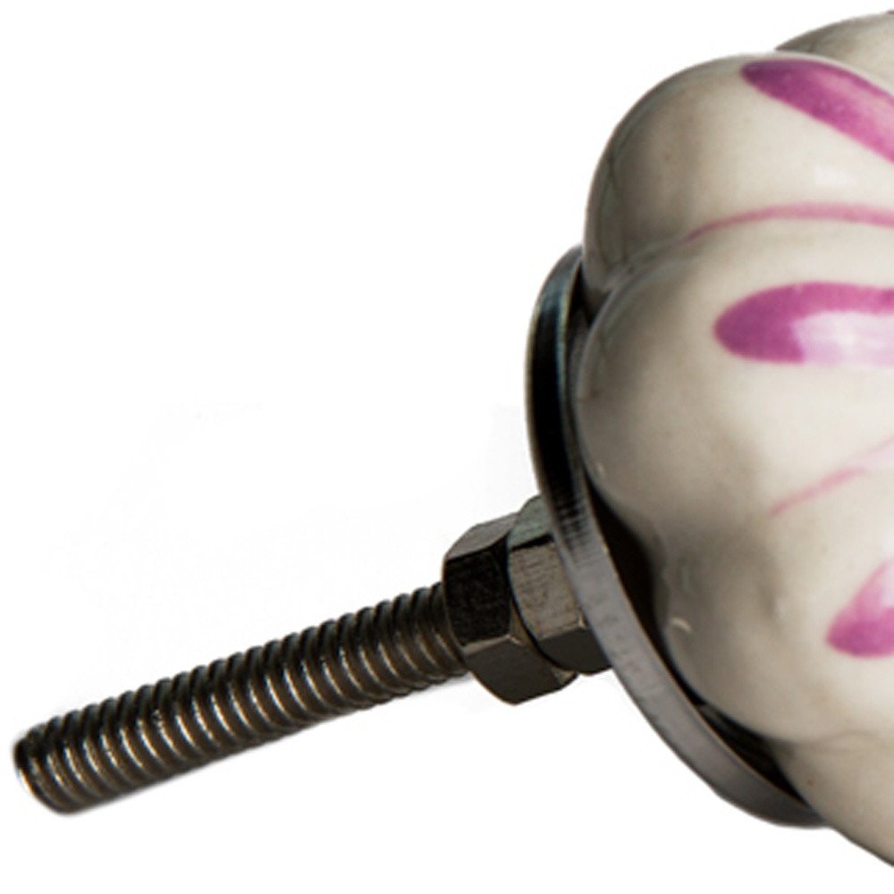 Set of Eight Red Pink And Green Floral Ceramic Drawer Pull Knobs