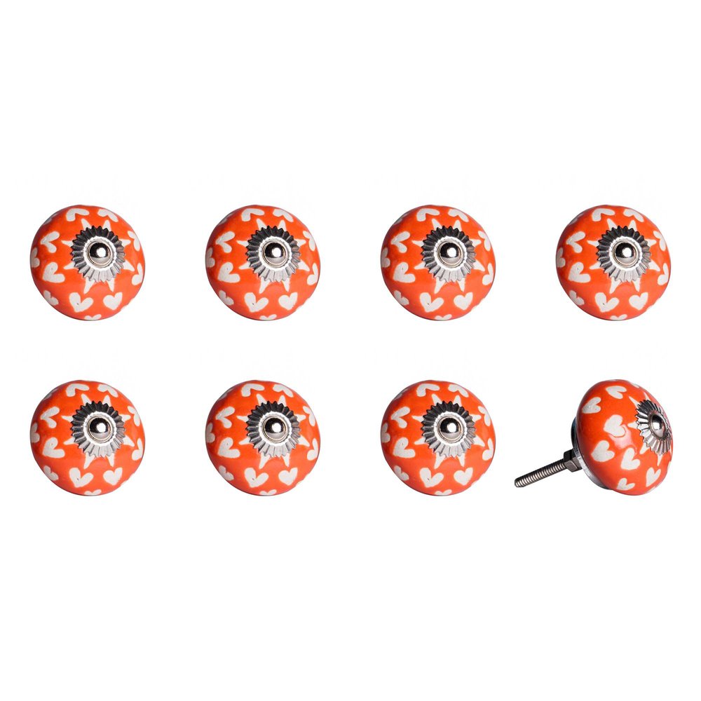 Set of Eight Gray And Cream Ceramic Drawer Pull Knobs
