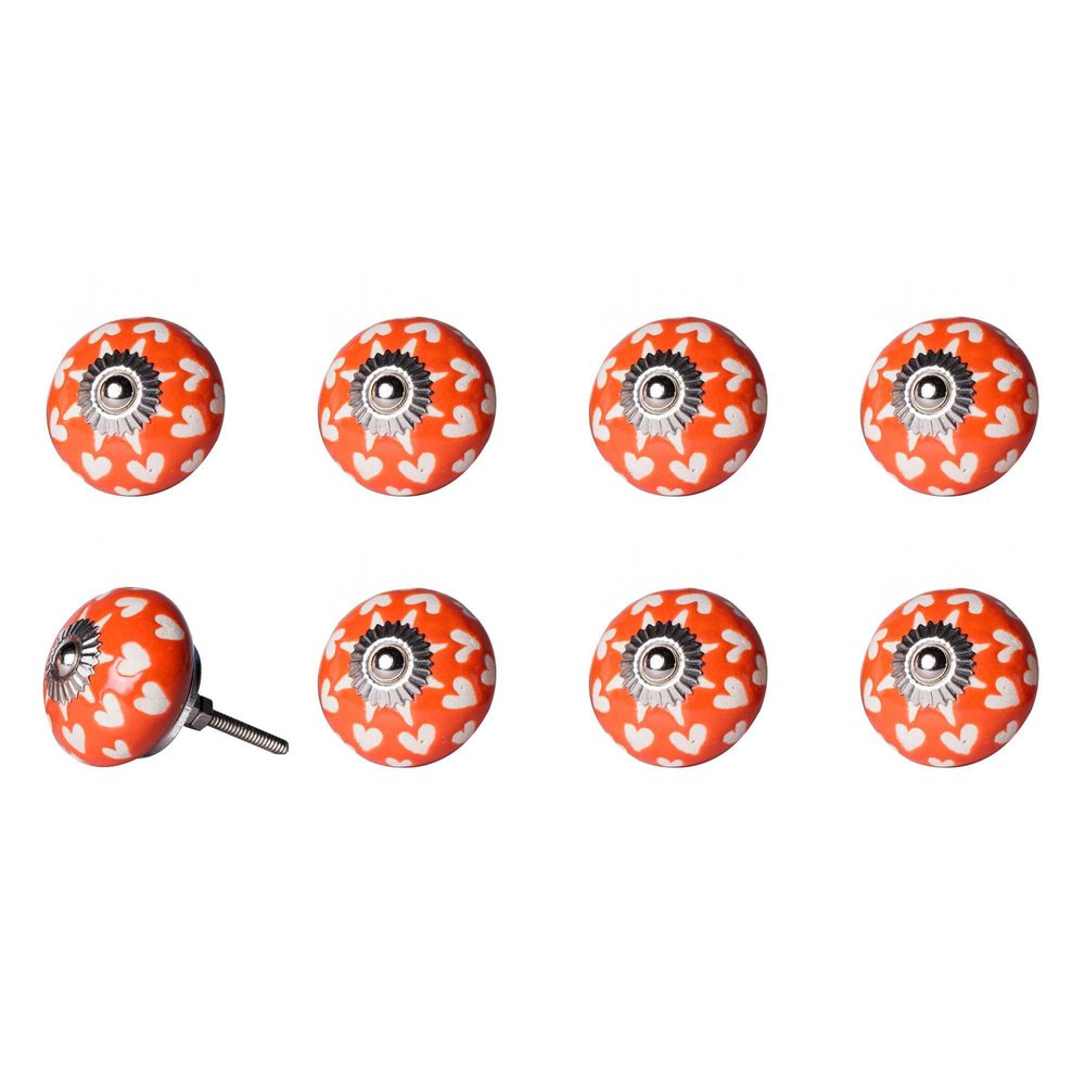 Set of Eight Gray And Cream Ceramic Drawer Pull Knobs