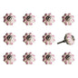 Set of Twelve Pink And Cream Ceramic Drawer Pull Knobs