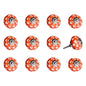 Set of Twelve Orange White And Silver Floral Ceramic Drawer Pull Knobs