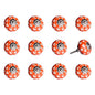 Set of Twelve Orange White And Silver Floral Ceramic Drawer Pull Knobs