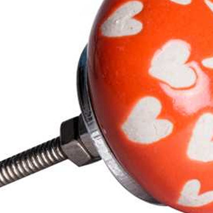 Set of Twelve Orange White And Silver Floral Ceramic Drawer Pull Knobs