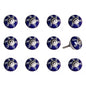 Set of Twelve Blue And White Geometric Ceramic Drawer Pull Knobs