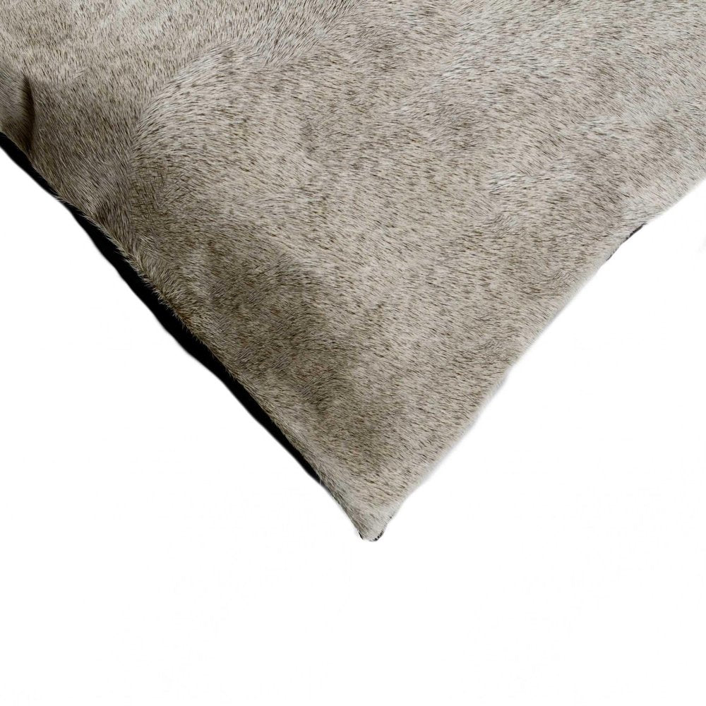 Set of Two 18" Gray Cowhide Throw Pillows