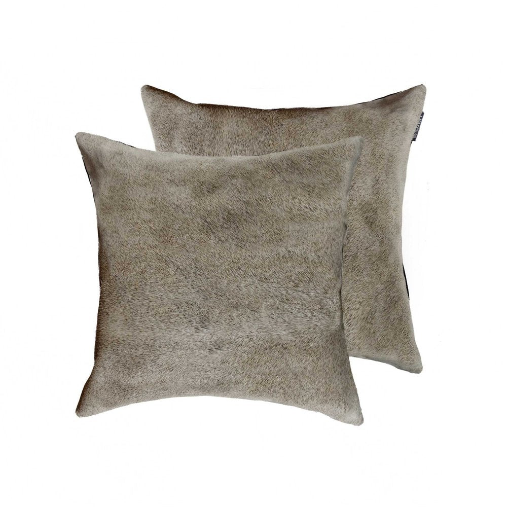 Set of Two 18" Navy Cowhide Throw Pillow