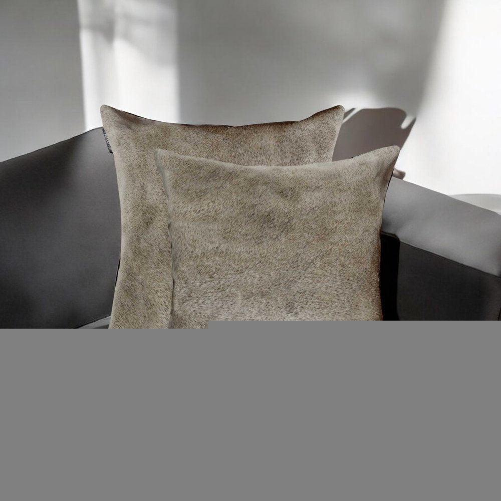Set of Two 18" Navy Cowhide Throw Pillow