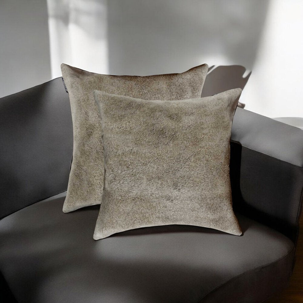 Set of Two 18" Navy Cowhide Throw Pillow