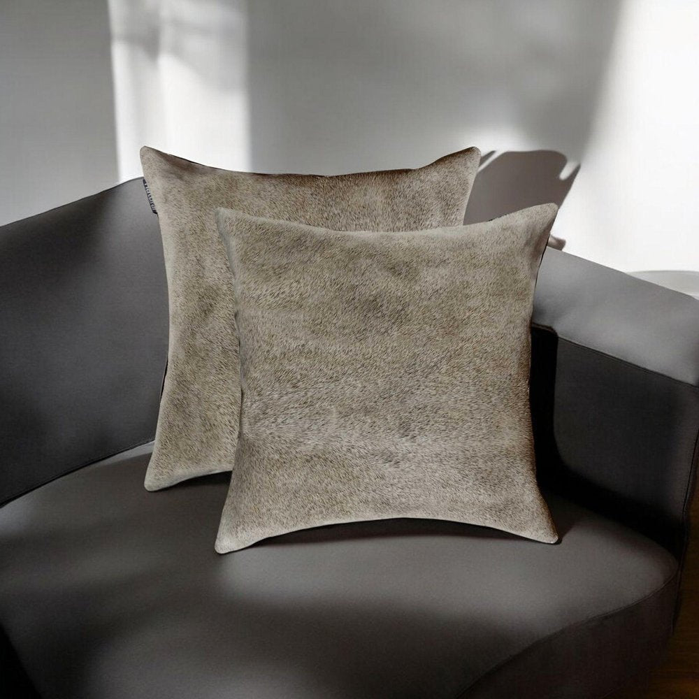Set of Two 18" Navy Cowhide Throw Pillow