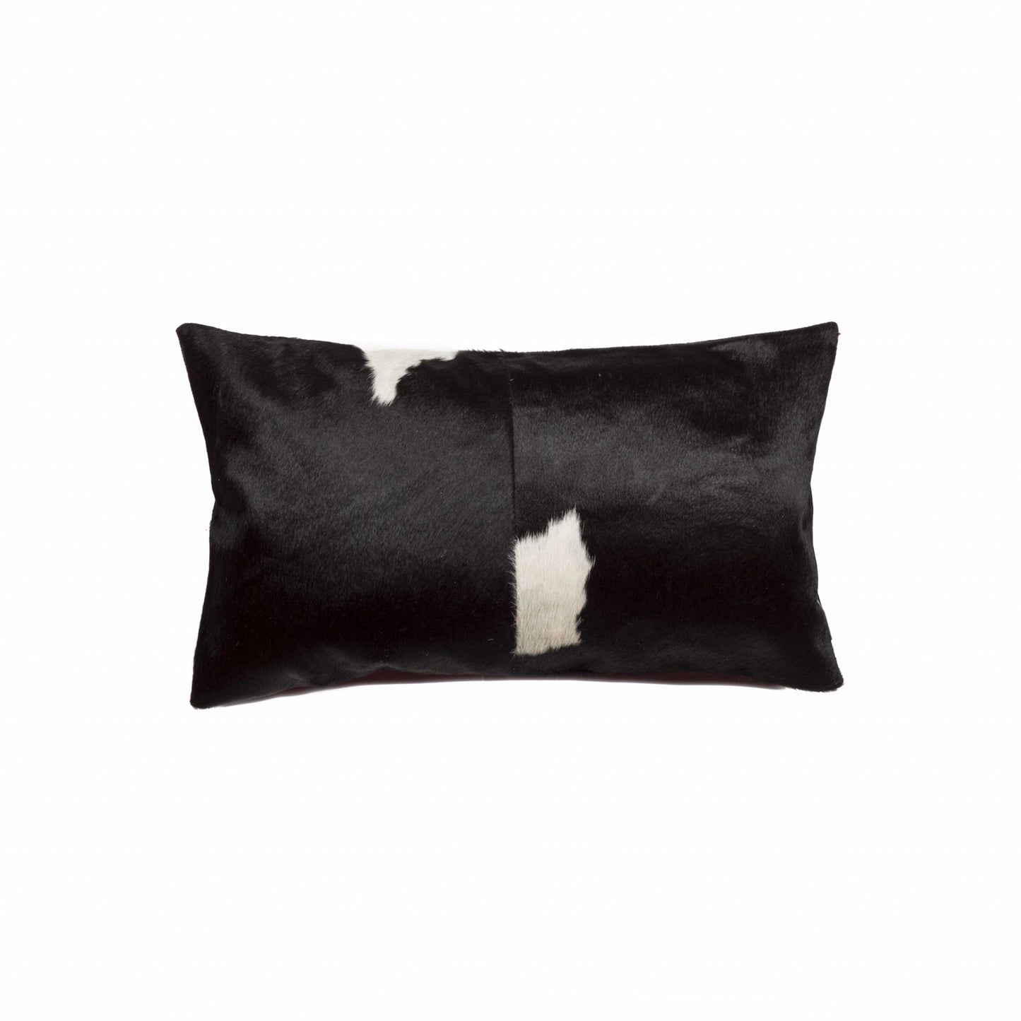 12" X 20" Black and White Cowhide Throw Pillow