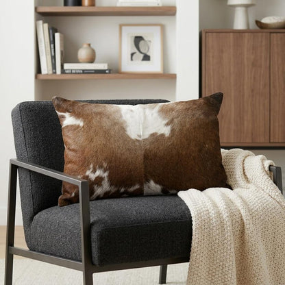 12" X 20" Chocolate Cowhide Throw Pillow