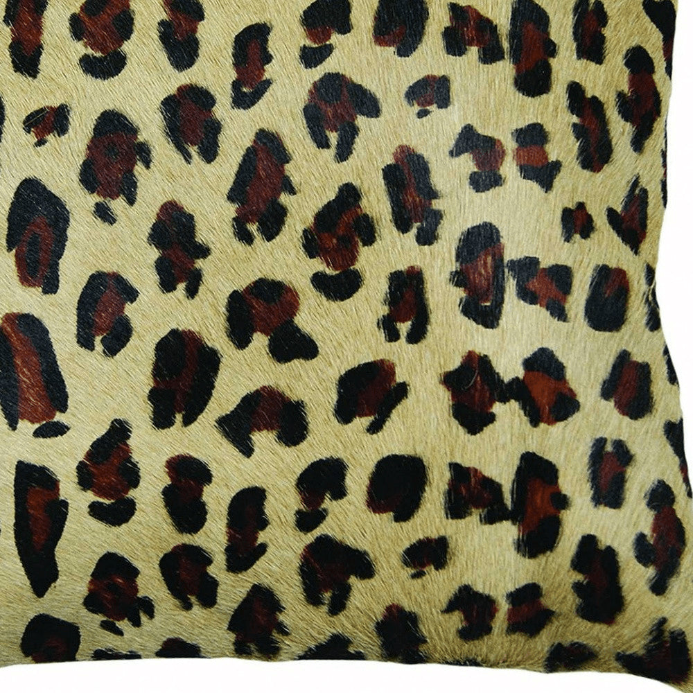 18" Black and Orange Cowhide Throw Pillow