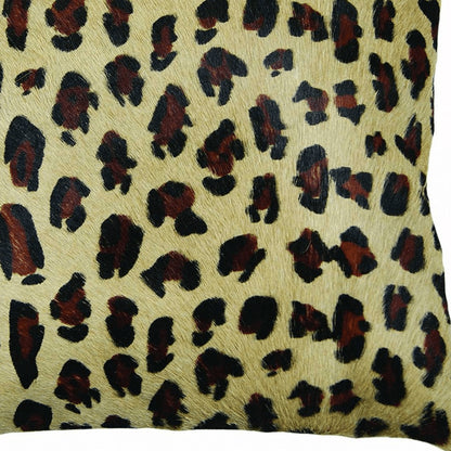 18" Black and Orange Cowhide Throw Pillow