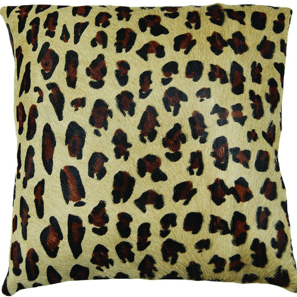 18" Black and Orange Cowhide Throw Pillow
