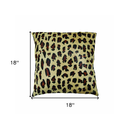 18" Black and Orange Cowhide Throw Pillow