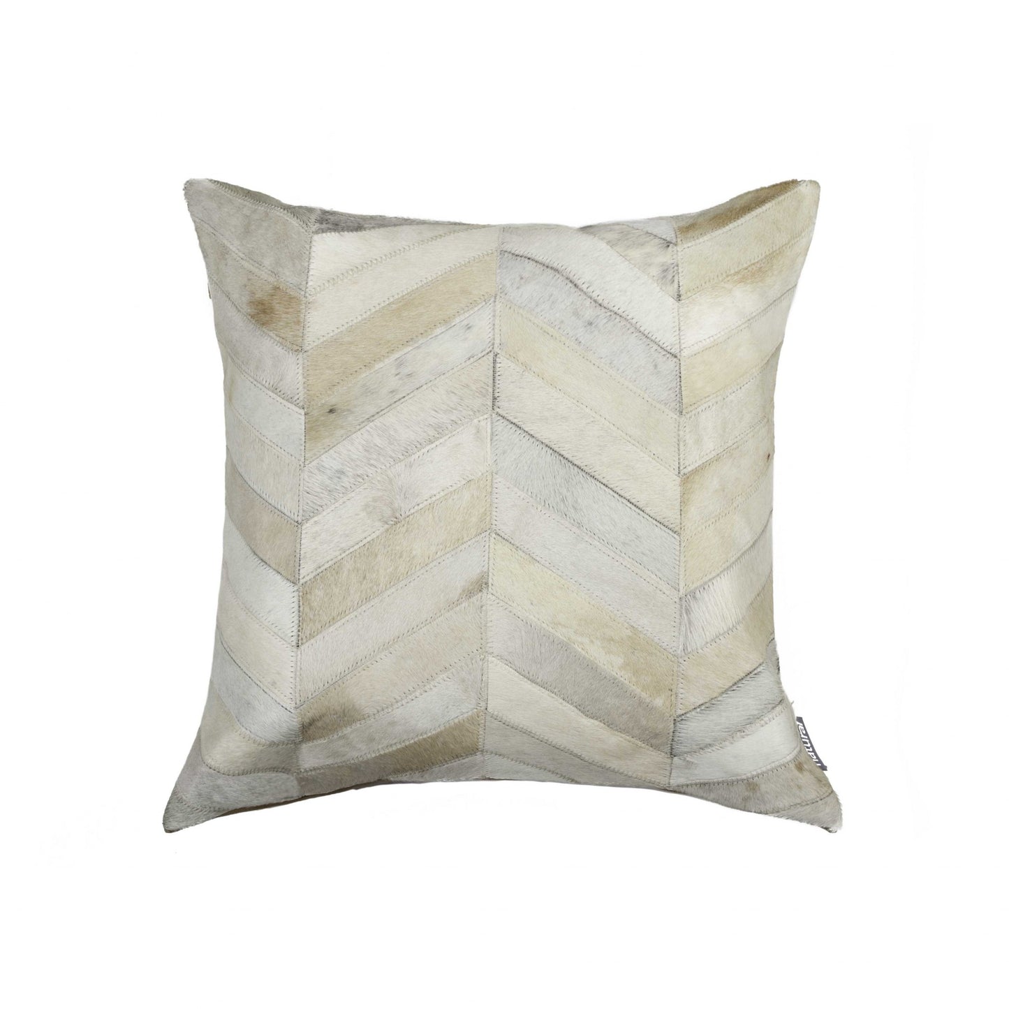 18" X 18" Natural Chevron Cowhide Pillow