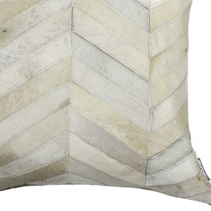 18" X 18" Natural Chevron Cowhide Pillow