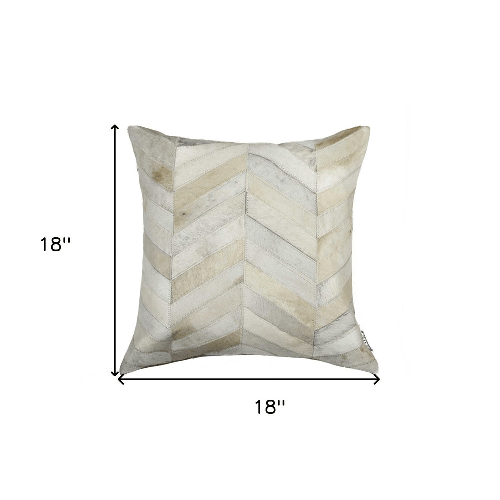 18" Natural Cowhide Throw Pillow