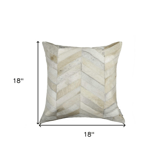 18" Natural Cowhide Throw Pillow