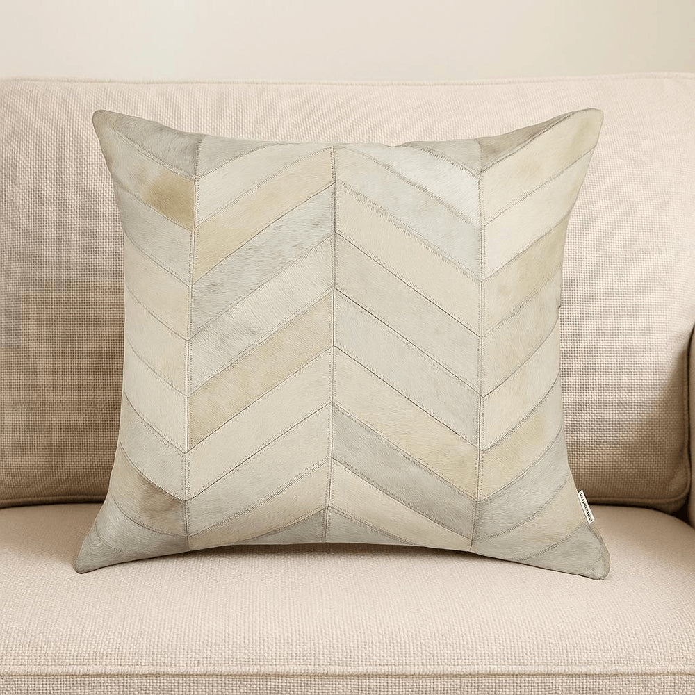 18" Natural Cowhide Throw Pillow