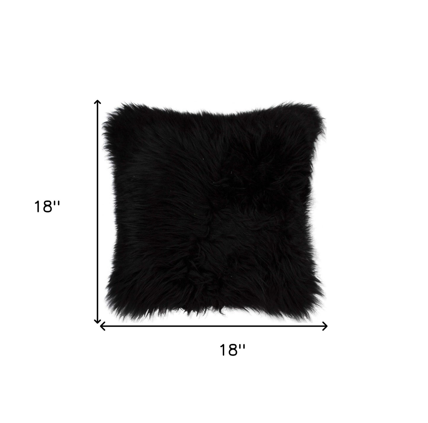 18" Black Sheepskin Throw Pillow