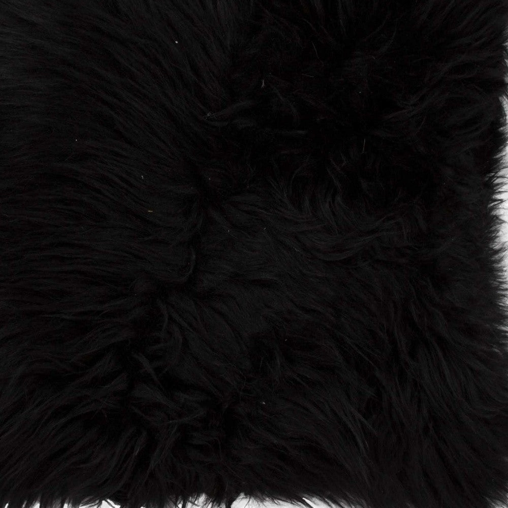 18" Black Sheepskin Throw Pillow