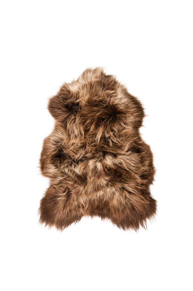 2' X 3' Light Brown And Brown Genuine Sheepskin Animal Print Shag Area Rug