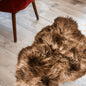 2' X 3' Light Brown And Brown Genuine Sheepskin Animal Print Shag Area Rug