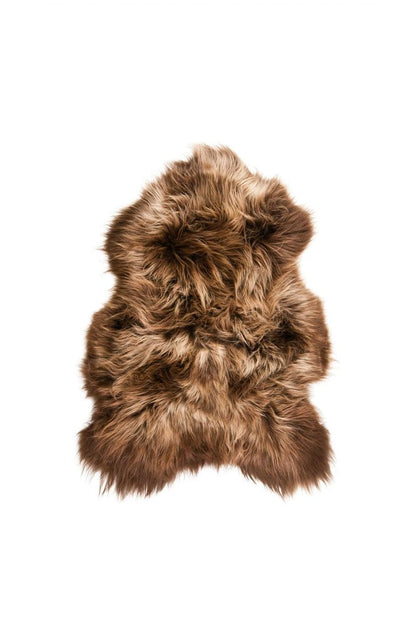 2' X 3' Light Brown And Brown Genuine Sheepskin Animal Print Shag Area Rug