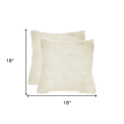 Set of Two 18" Natural Sheepskin Throw Pillows