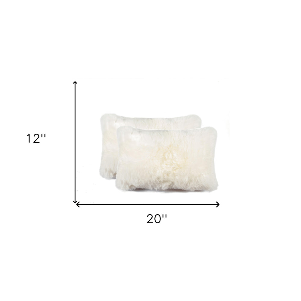 Set of Two 12" X 20" Natural Cowhide Throw Pillow