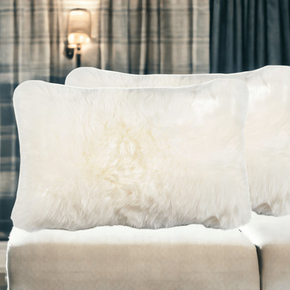 Set of Two 12" X 20" Natural Cowhide Throw Pillow