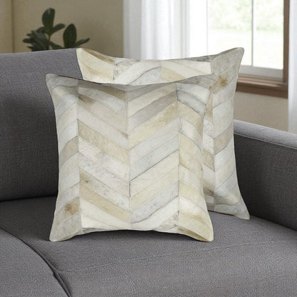 Set of Two Natural Cowhide Throw Pillow