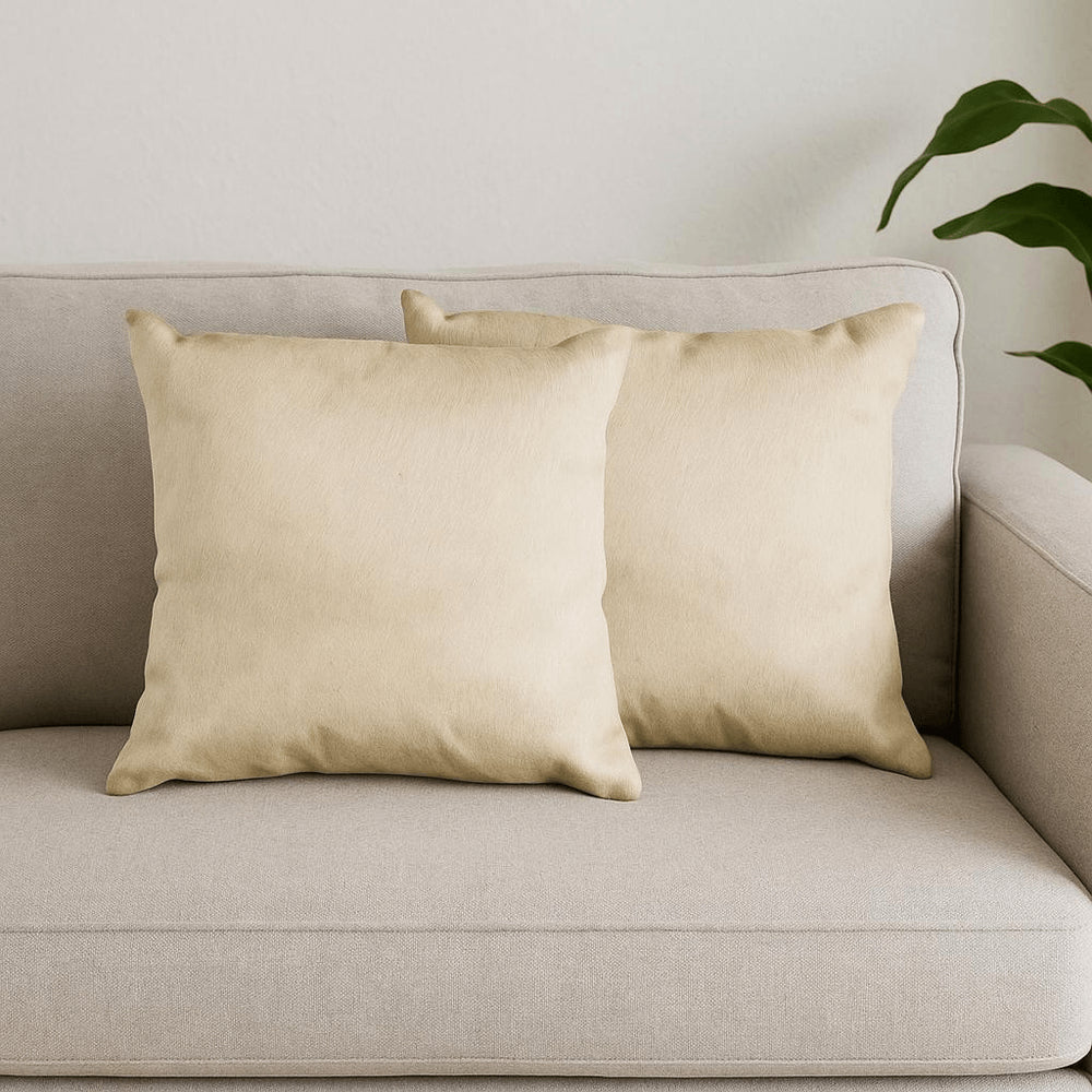 Set of Two Natural Cowhide Throw Pillow