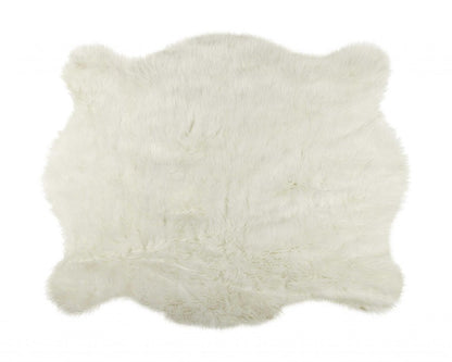 5' X 8' Polar Bear Off White Faux Hide Area Rug