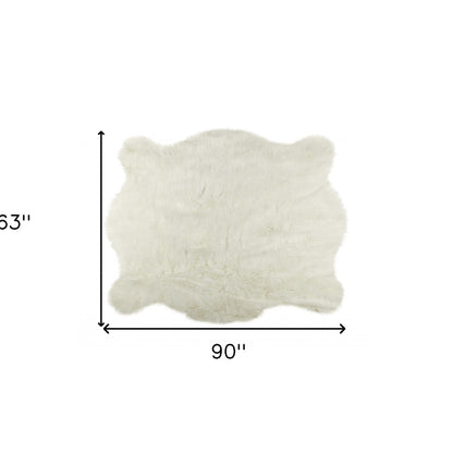 5' X 8' Polar Bear Off White Faux Hide Area Rug