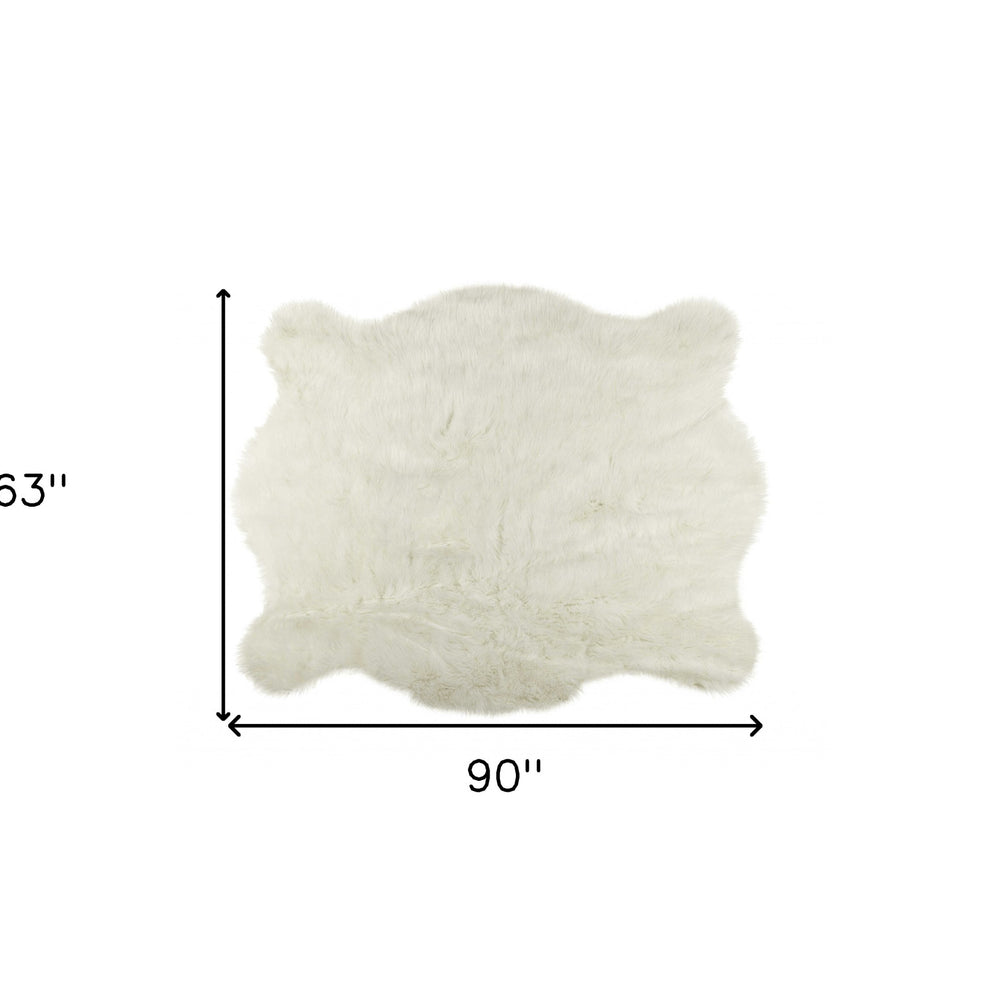 5' X 8' Polar Bear Off White Faux Hide Area Rug