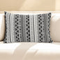 14" X 20" Black And White Fabric Lumbar Throw Pillow