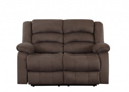 60" Brown Microfiber Manual Reclining Loveseat