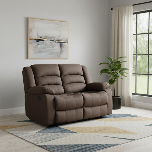 60" Brown Microfiber Manual Reclining Loveseat